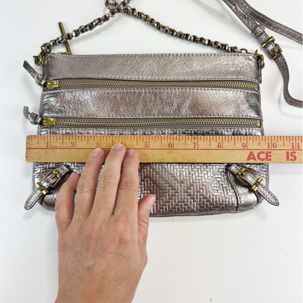 Elliott Lucca Pyrite Mari Leather Crossbody Bag Metallic - Picture 3 of 8